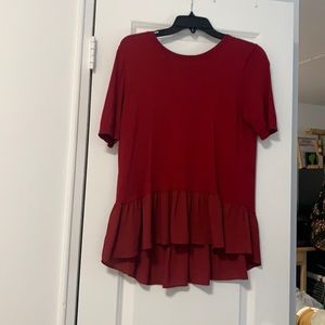 LOFT Red Blouse with a flowy bottom